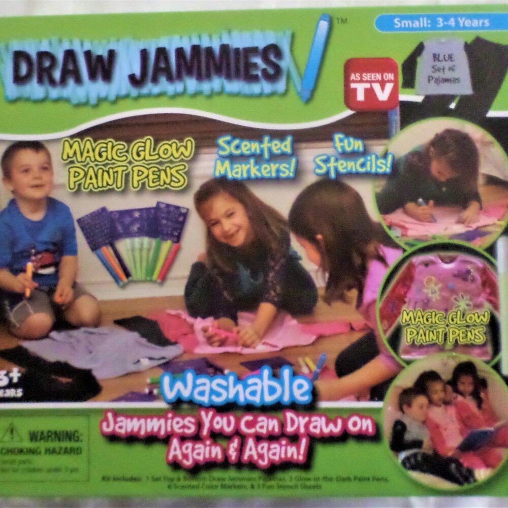 DRAW JAMMIES kids pajamas to color Sz 3-4 Blue